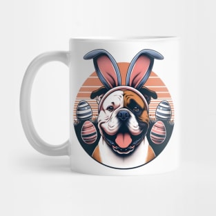 American Bulldog with Bunny Ears Welcomes Easter Mug